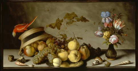 Still Life with Pears, Peaches, Apples on Tin Plate